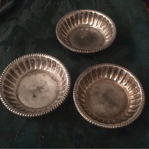 Set of Three Vintage Silver Salt Cellar Decorative Bowls
